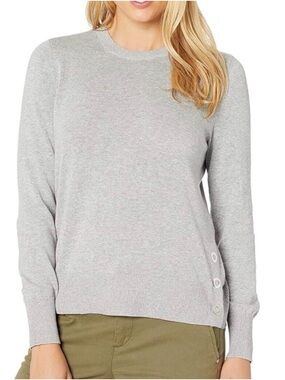 Michael Kors /  Sweater Medium  Button Detail Crewneck / Gray